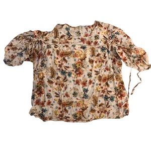 Floral Top 2X - ANNE Carson Plus Size Semi-Sheer Boho Blouse